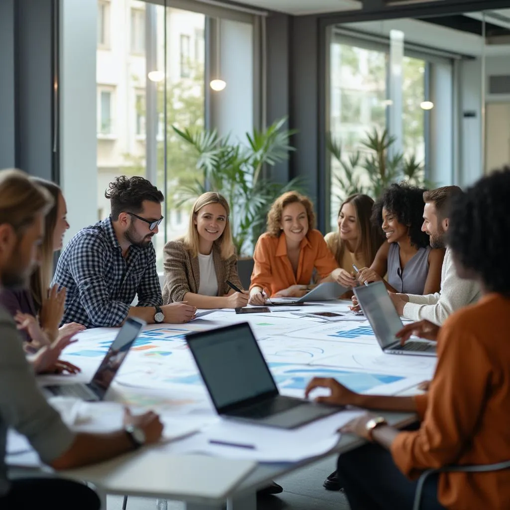 Equipo de InversorPrep en una reunión estratégica discutiendo planes de crecimiento